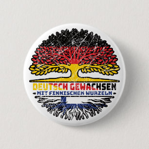 Badge Rond 5 Cm Finlande Finnois Deutsch Deutschland Baum Racines