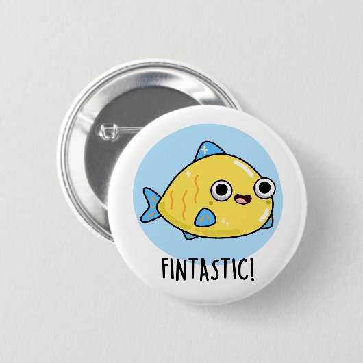 Badge Rond 5 Cm Fintastic Funky Fish Pun (Devant & derrière)