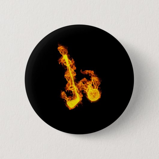 Badge Rond 5 Cm Fire Golf Flames Golf Ball Golfeur (Devant)