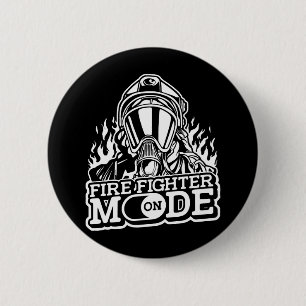 Badge Rond 5 Cm Firefighter Mode On - Fire Department Thin Red Lin