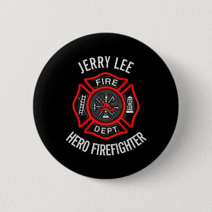 Badge Rond 5 Cm Firefighter Nom de texte personnalisé Personnalisé