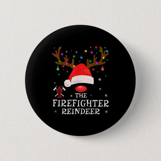 Badge Rond 5 Cm Firefighter Reindeer Family Matching Christmas Pjs (Devant)