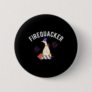 Badge Rond 5 Cm Firequacker Funny 4 juillet Patriotique Silly Goos