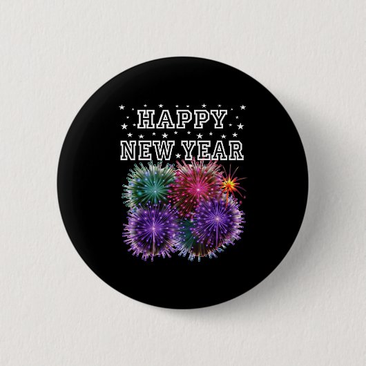 Badge Rond 5 Cm Fireworks New Year's Eve Party  (Devant)