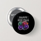Badge Rond 5 Cm Fireworks New Year's Eve Party  (Devant & derrière)
