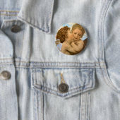 Badge Rond 5 Cm First Kiss (détail d'ange) par Bouguereau (En situation)