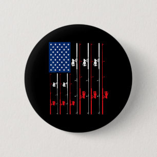 Badge Rond 5 Cm Fishing Rod Us Drapeau Chemise mignonne Poisson Ch