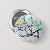 Badge Rond 5 Cm Fissures Abstraites en bleu jaune vert (Devant & derrière)