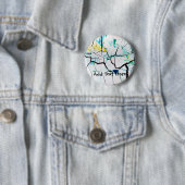 Badge Rond 5 Cm Fissures Abstraites en bleu jaune vert (En situation)