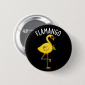 Badge Rond 5 Cm Fla-mangue Funny Flamant rose Pun Dark BG (Devant & derrière)