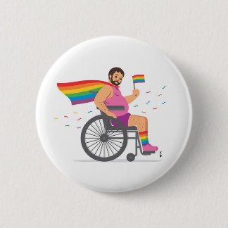 Badge Rond 5 Cm FLAG-BEAR-ERS Wheelrchaise hero