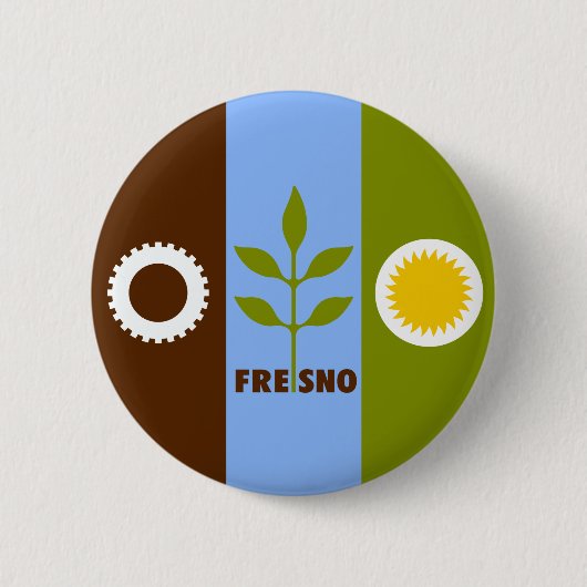 Badge Rond 5 Cm Flag of city of Fresno, California Pinback Button (Devant)