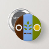 Badge Rond 5 Cm Flag of city of Fresno, California Pinback Button (Devant & derrière)