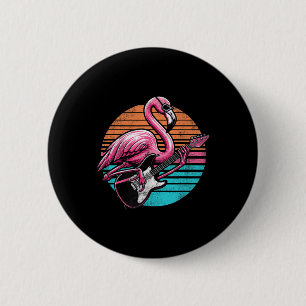 Badge Rond 5 Cm Flamant de style vintage jouant de la guitare Rock