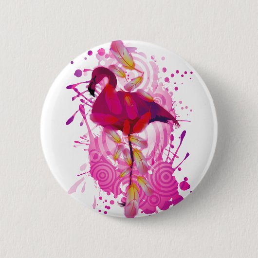 Badge Rond 5 Cm Flamant rose (Devant)