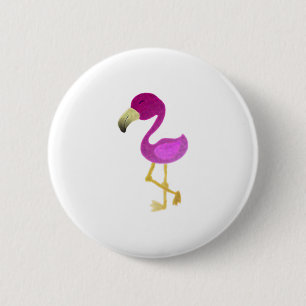 Badge Rond 5 Cm Flamant rose aquarelle