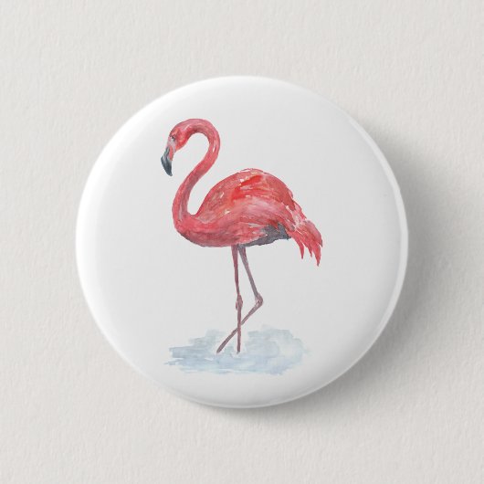 Badge Rond 5 Cm Flamant rose d'aquarelle rose. (Devant)