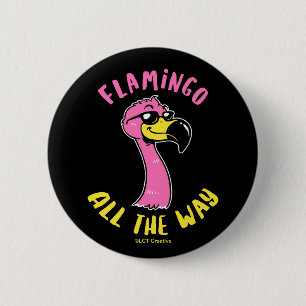 Badge Rond 5 Cm Flamant rose En Tout