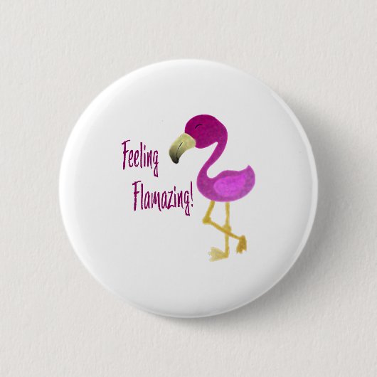 Badge Rond 5 Cm Flamant rose flamboyant (Devant)