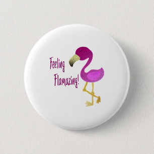 Badge Rond 5 Cm Flamant rose flamboyant