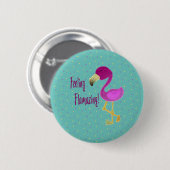 Badge Rond 5 Cm Flamant rose flamboyant (Devant & derrière)