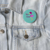 Badge Rond 5 Cm Flamant rose flamboyant (En situation)