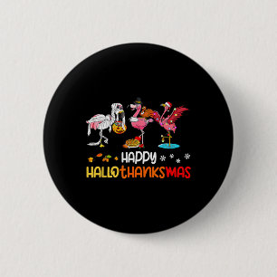 Badge Rond 5 Cm Flamant rose Hallothanksmas Halloween Thanksgivi