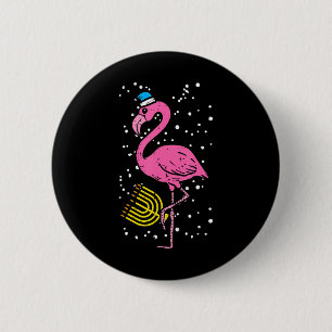 Badge Rond 5 Cm Flamant rose juif Menorah Oiseau Lover Hanoukka