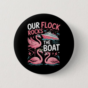 Badge Rond 5 Cm Flamant Rose Notre Troupe Fait Chavirer Le Bateau