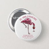 Badge Rond 5 Cm Flamant rose personnalisé 50e anniversaire Novelty (Devant & derrière)