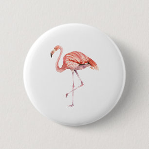 Badge Rond 5 Cm Flamant rose rose