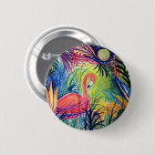 Badge Rond 5 Cm Flamant rose rose (Devant & derrière)