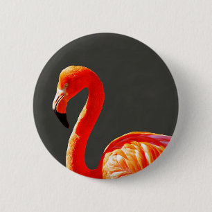 Badge Rond 5 Cm Flamant rose rose clair Tropical