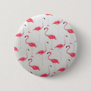 Badge Rond 5 Cm Flamant rose rose Flamant rose de dessin Artiste r