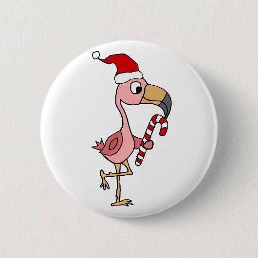Badge Rond 5 Cm Flamant rose rose mignon dans l'art de Noël de (Devant)