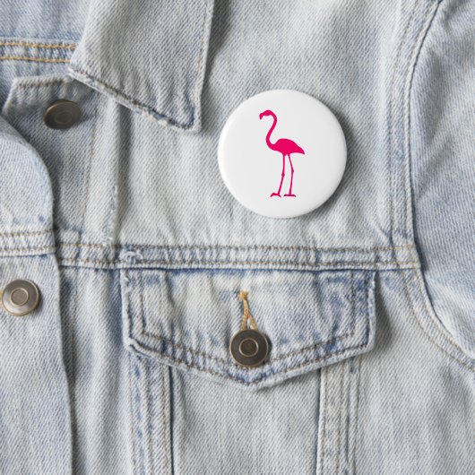Badge Rond 5 Cm Flamant rose rose vif (En situation)