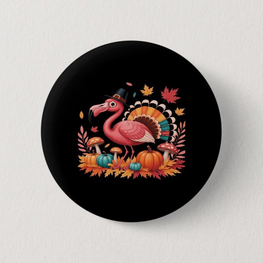 Badge Rond 5 Cm Flamant rose Turquie mignonne Flamant rose Turquie (Devant)