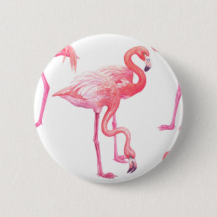 Badge Rond 5 Cm Flamants roses