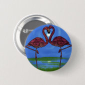 Badge Rond 5 Cm Flamants roses (Devant & derrière)