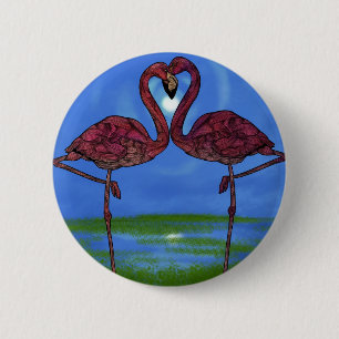 Badge Rond 5 Cm Flamants roses
