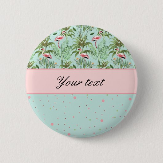 Badge Rond 5 Cm Flamants roses roses Pois (Devant)
