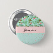 Badge Rond 5 Cm Flamants roses roses Pois (Devant & derrière)