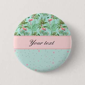 Badge Rond 5 Cm Flamants roses roses Pois