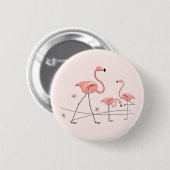 Badge Rond 5 Cm Flamants roses Trio rose 2 bouton (Devant & derrière)
