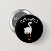 Badge Rond 5 Cm Flamin-fantôme Funny Flamant rose Fantôme Pun Fant (Devant & derrière)