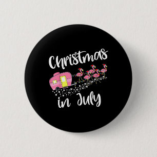Badge Rond 5 Cm Flamingo campeur de camping de Noël en juillet