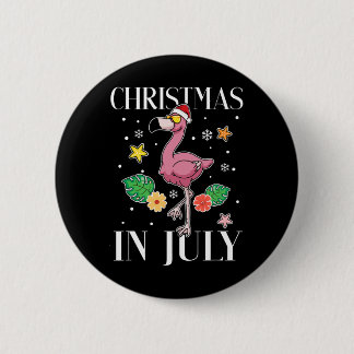 Badge Rond 5 Cm Flamingo drôle de vacances d'été Noël en juillet