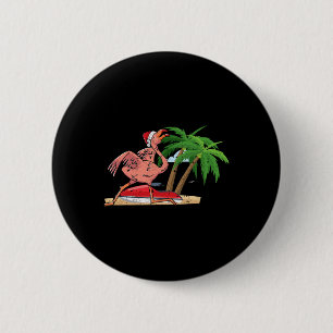 Badge Rond 5 Cm Flamingo Noël en juillet Cool Oiseau Tropical Plag