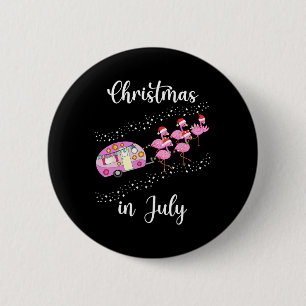 Badge Rond 5 Cm Flamingo Rose Drôle Rétro Camping Car Noël