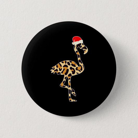 Badge Rond 5 Cm Flamingo Santa Hat Family Matching Christmas Leopa (Devant)